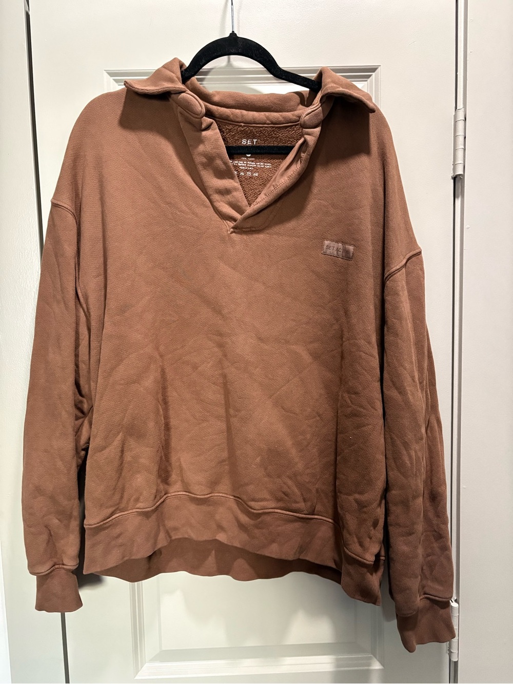 SET Active Women's Pullover V-Neck Sweatshirt in Rust Brown